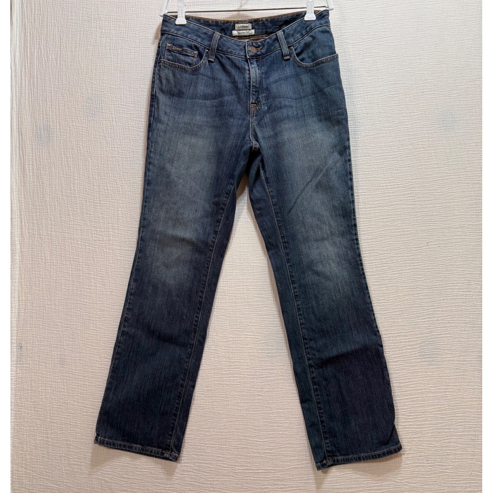 L.L.‎ Bean Favorite Fit Women Blue Denim Jeans Straight Leg Size 4P